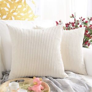MERNETTE Pack of 2, Corduroy Soft Decorative Square Throw Pillow Cover 16x16